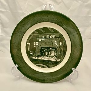 Colonial Homestead Royal China 9" Dinner Plate Farmhouse Fireplace, Vintage EUC